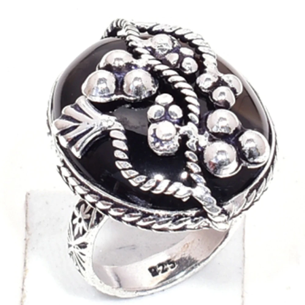 

Genuine Black Onyx Silver Overlay over Copper, Hand Made Women Jewelry gift , R6693