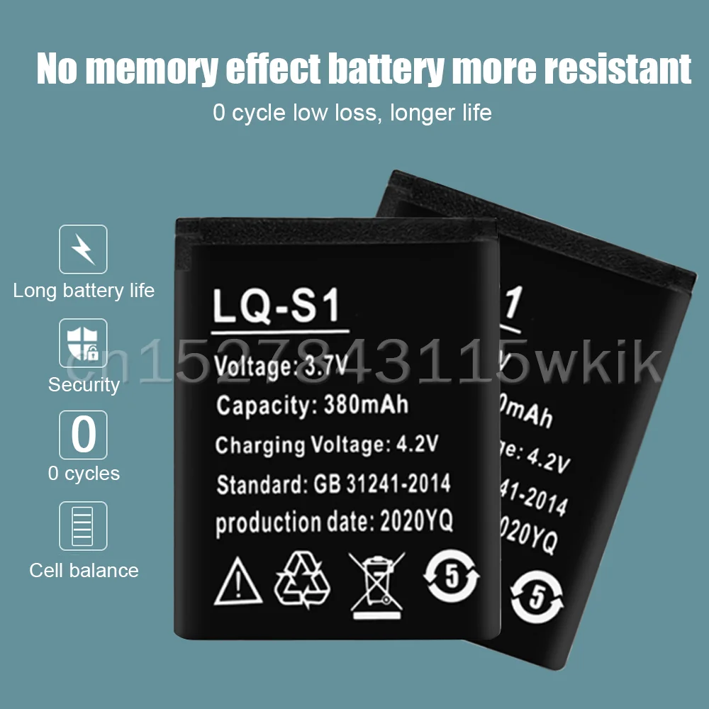 1-4PCS LQ-S1 3.7V 380mAh Rechargeable Lithium Polymer Battery For Smart Watch AB-S1 DJ-09 DZ09 GJD HKS-S1 FYM-M9 SCX-M9 W8 LQS1 |