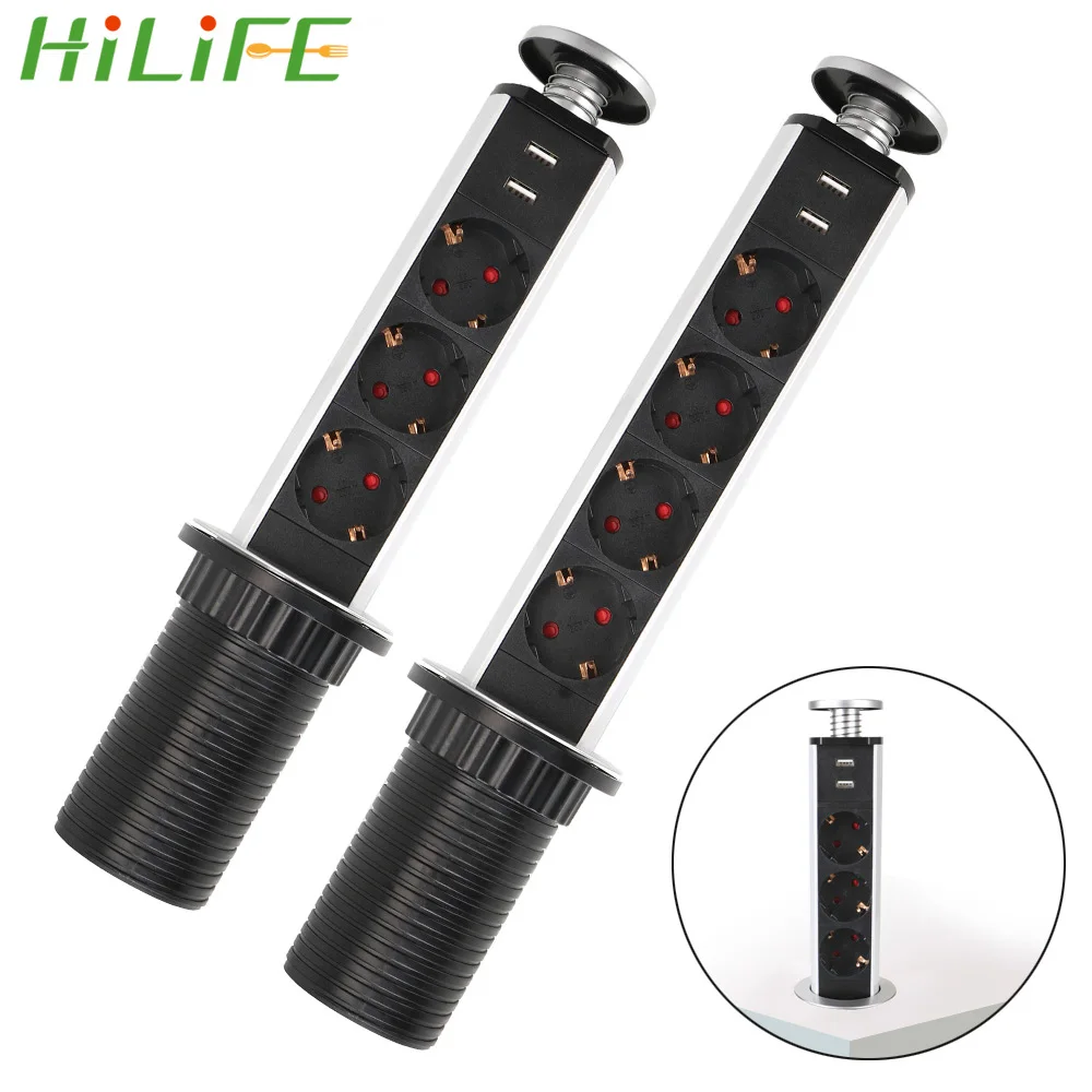 1 светодиод + 2 зарядных USB алюминиевая полка кухонный стол Выдвижная