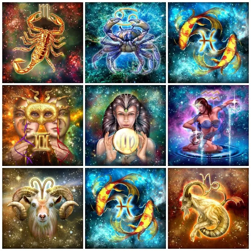 

Diy 12 Constellation 5d Diamond Painting Cross Stitch Full Square Rhinestones Kits Wall Art Gift For Home Decor