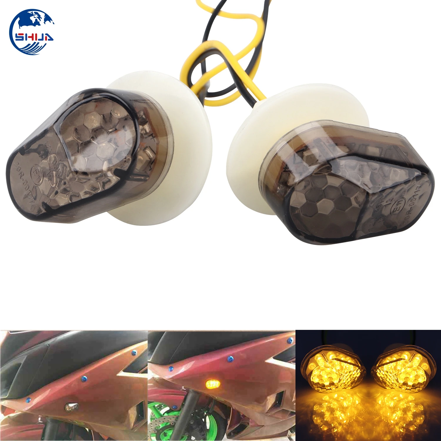 2 X Мотоцикл Янтарный заподлицо светодиодный поворотник мигалка для Yamaha YZF R6 1999 2013