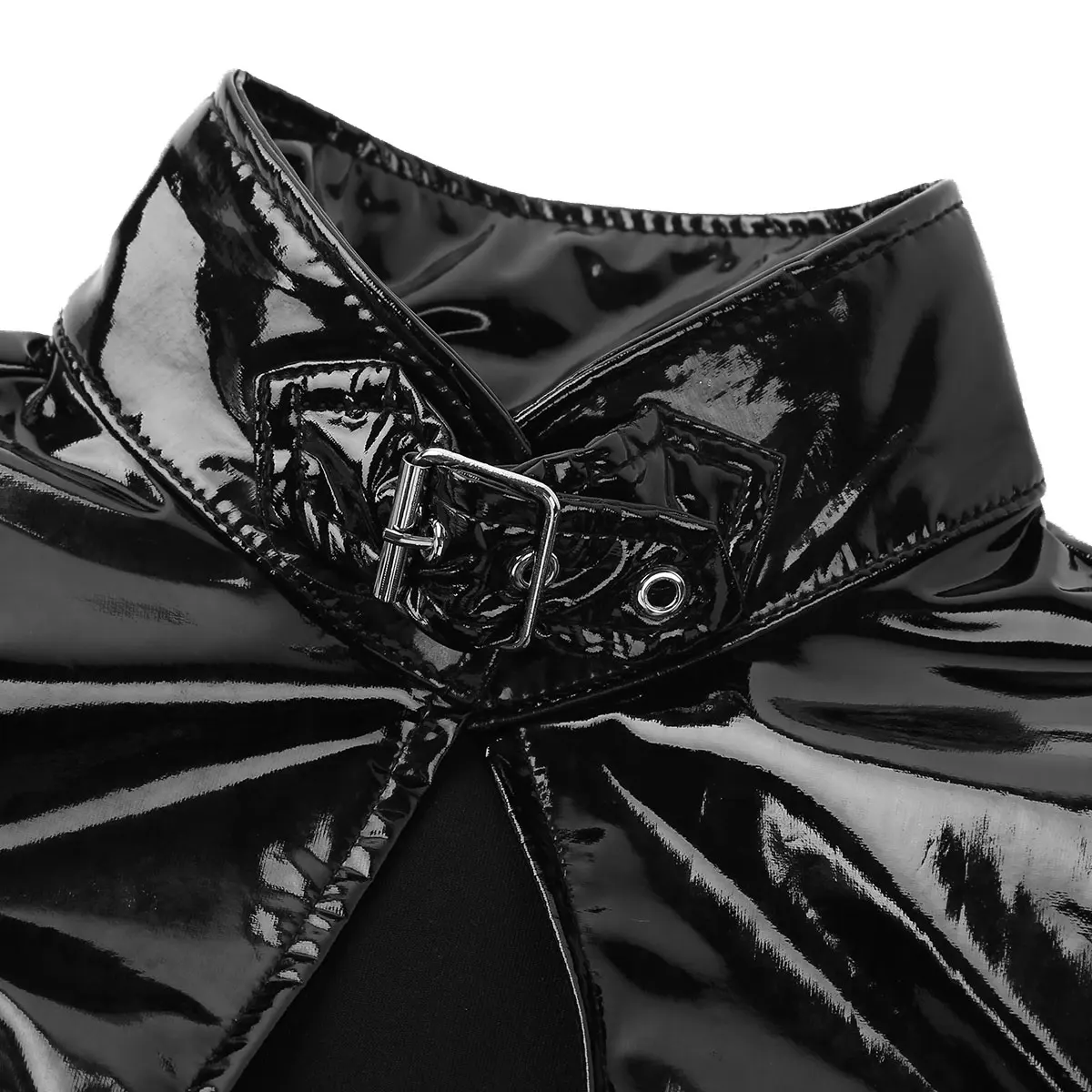 

Fashion Women Ladies Sexy Nightclub Pole Costumes Dress Patent Leather Mini Dress Keyhole Sleeveless Bodycon Clubwear Nightwear
