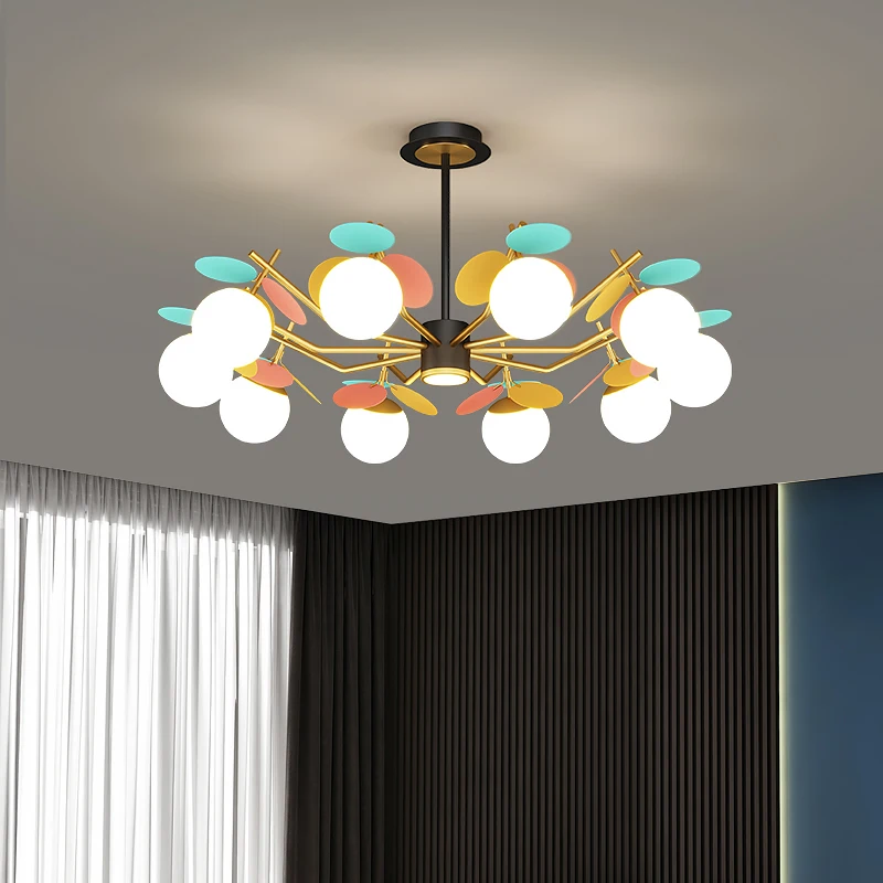 

Nordic living room lamp chandelier modern creative bedroom chandelier personality magic bean molecular dining room lamps