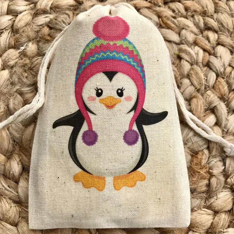 5-teilige Pinguin-Süßigkeiten-Goodie-Schokoladen-Leckerli-Tasche mit Winterwunderland-Motiv für Mädchen, Jungen, Babyparty, Geburtstagsparty-Dekoration, Gastgeschenk – Detail 5