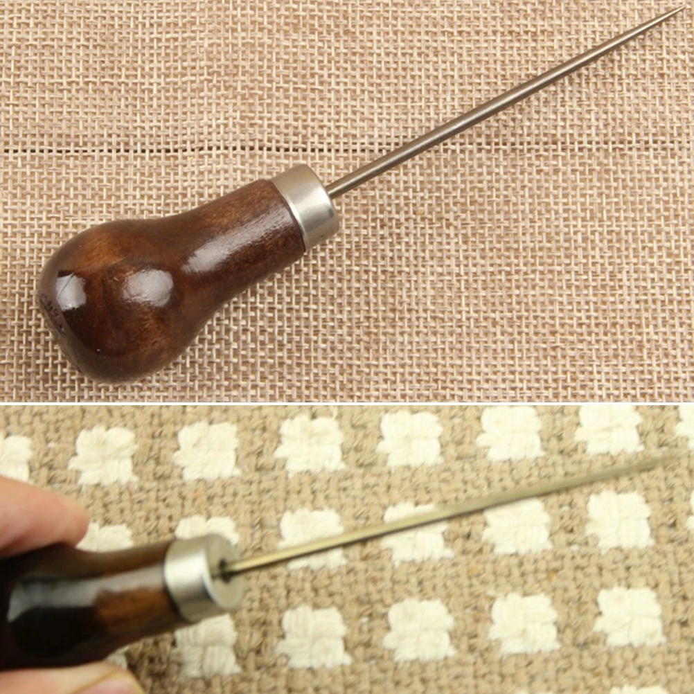 

Professional 1pcs Leather Wood Handle Awl Tools Professional For Leathercraft Stitching Sewing Accessories