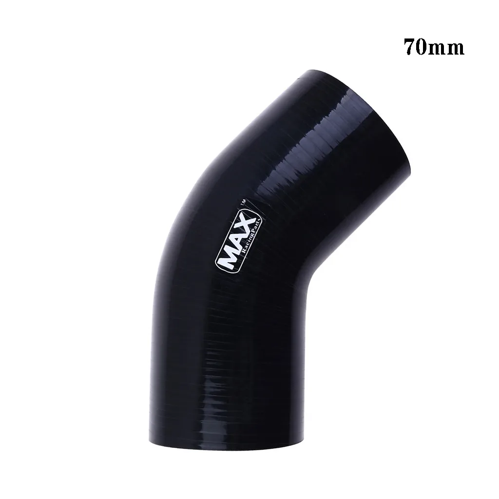 Black 70mm 63-102 мм Макс силиконовый 45 градусов колено изгиб уменьшить силиконовый шланг черный/синий интеркулер впускной трубы#25 - Цвет: Black 70mm