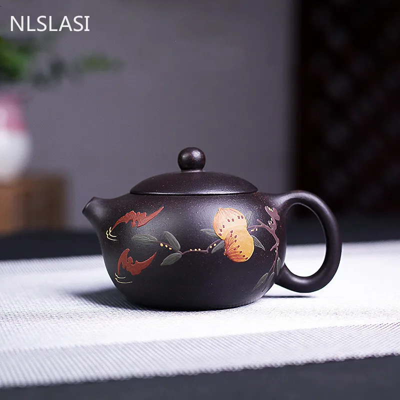 

Yixing tea pot purple clay xishi teapot Handmade Black gold sand Teaware Authentic kettle Chinese Tea ceremony supplies 190ml