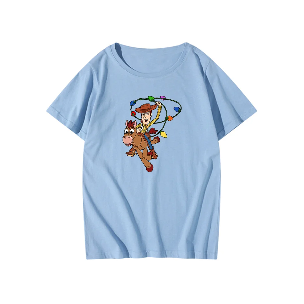 

Summer Women's T-shirt Disney Handsome Sheriff Hu Di Printed Kawaii Merry Xmas Theme Short Sleeve O-Neck Harajuku Ladies Tee