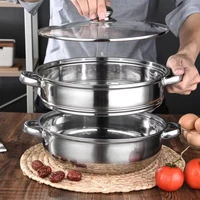 stainless steel steamer pot 28cm steam pot thicken double layer boiler steamer induction cooker steaming pot soup pot for home