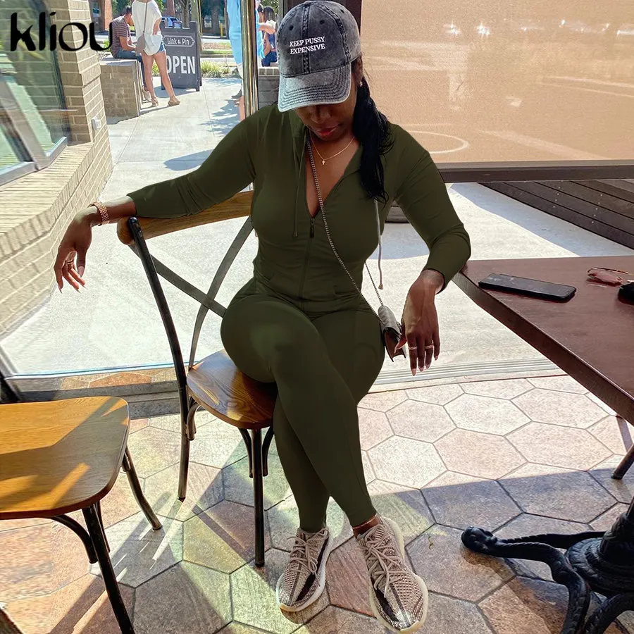 

Autumn Two Piece Set Women Long Sleeve Hooded Zipper Pocket Sporty Jackets+leggings Matching Sets Workout Stretchy Outfits