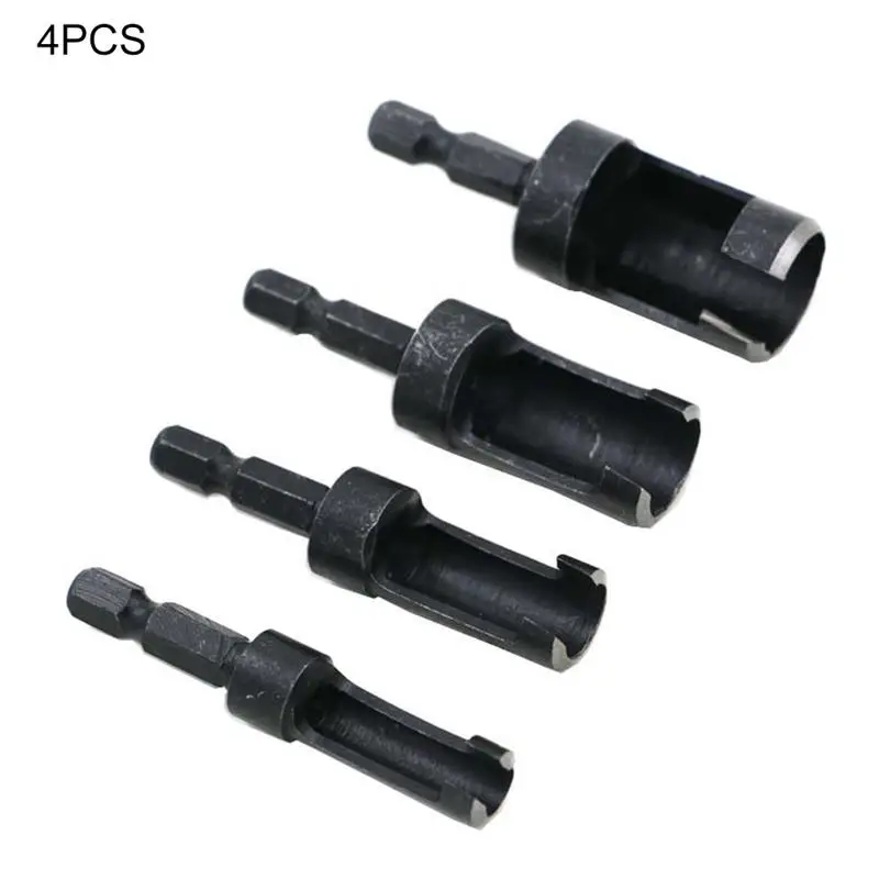

4pcs Wood Plug Hole Cutter Bit Kit Carbon Steel Woodworking Drill Bit Cutting Dowel Maker Power Cork Hole Saw Tool