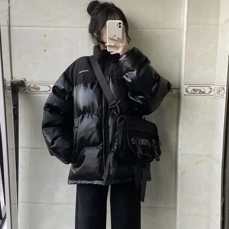 

Женская зимняя куртка, черные мягкие куртки в гонконгском стиле, Женская Новинка 2021, студенческое толстое пальто в стиле Харадзюку, женская ...