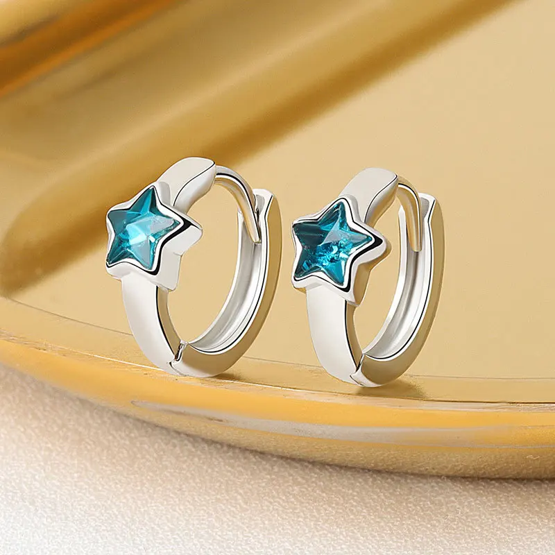 

Серьги женские из серебра 925 пробы, с голубой звездой и цирконом
