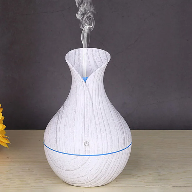 

Gift Atomizer Colorful Night Light USB Humidifier Vase Shape Portable Mini Humidifier Wood Grain Aroma Diffuser
