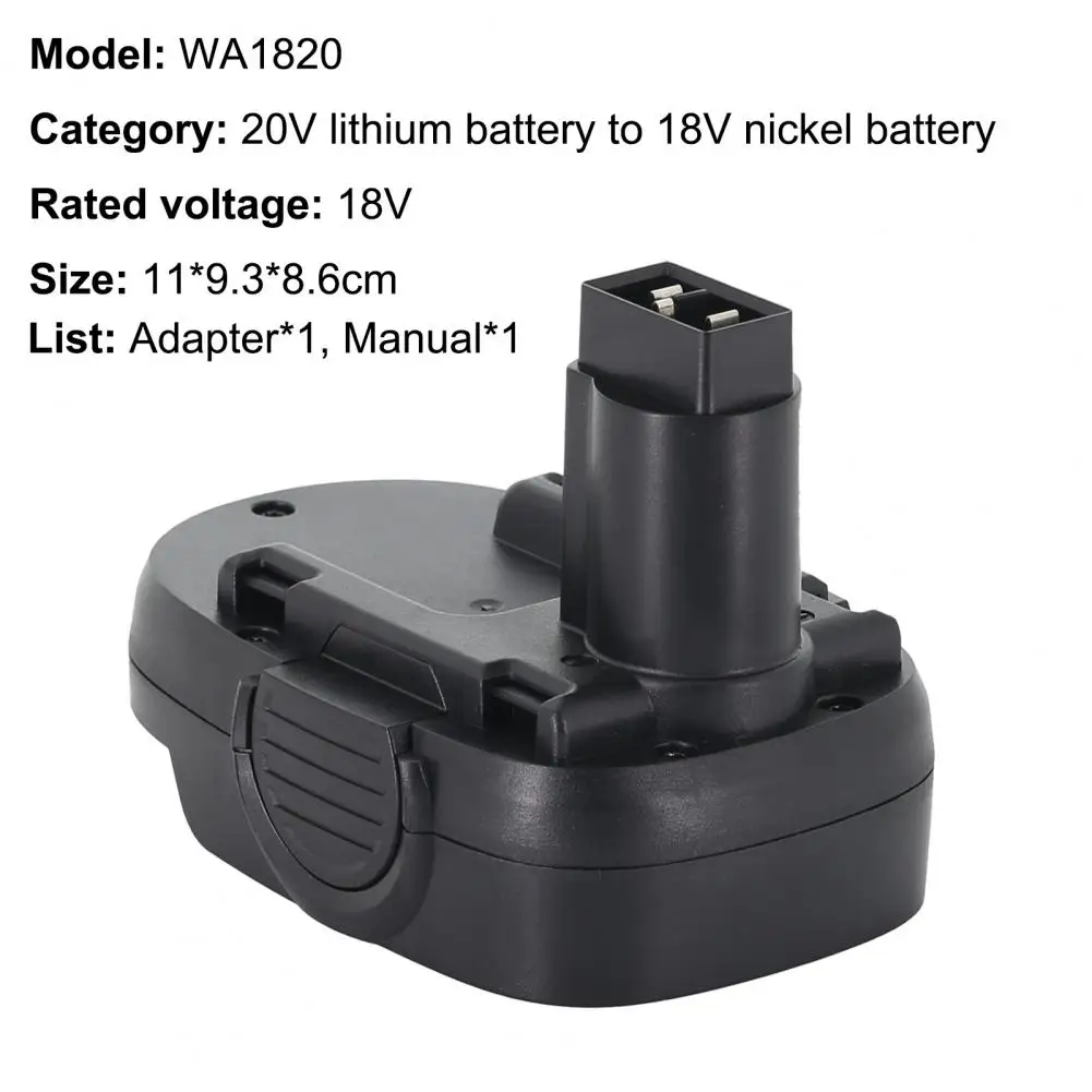 

WA1820 Battery Converter Lightweight High Temperature Resistance Fireproof ABS Specialized 18V Battery Adapting Connector for Wo