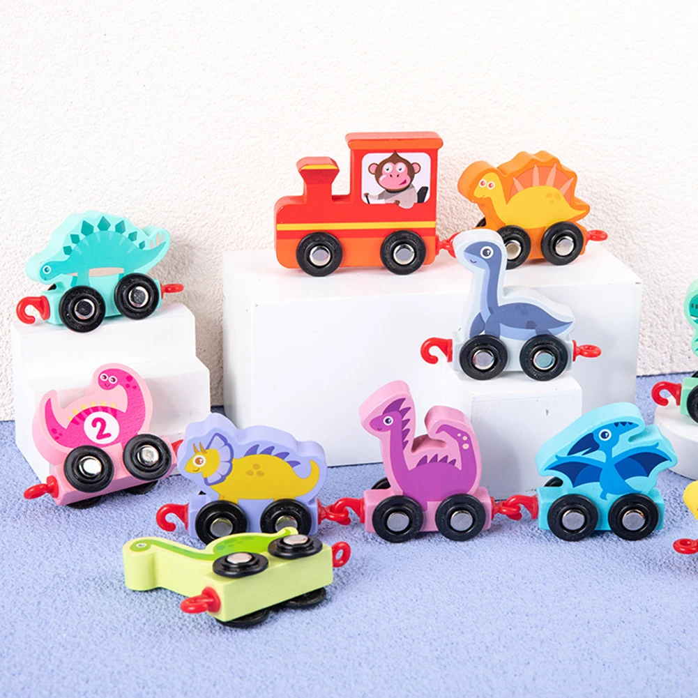 

DIY Wooden Digital Train Toy Car Set Color Recognition Math Early Learning Toy Gift for Children Educational Game
