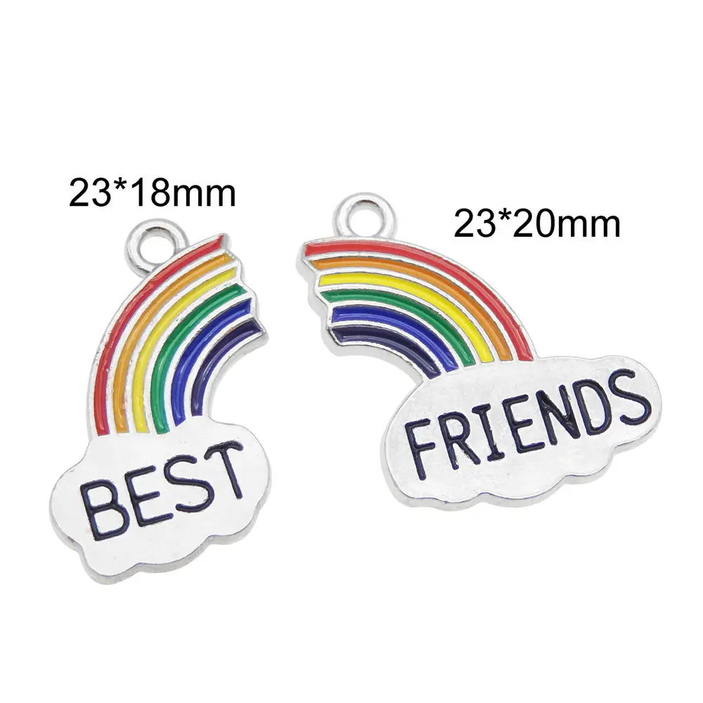 Новые эмалевые радужные подвески 2 шт. металлические с надписью Best Friends для