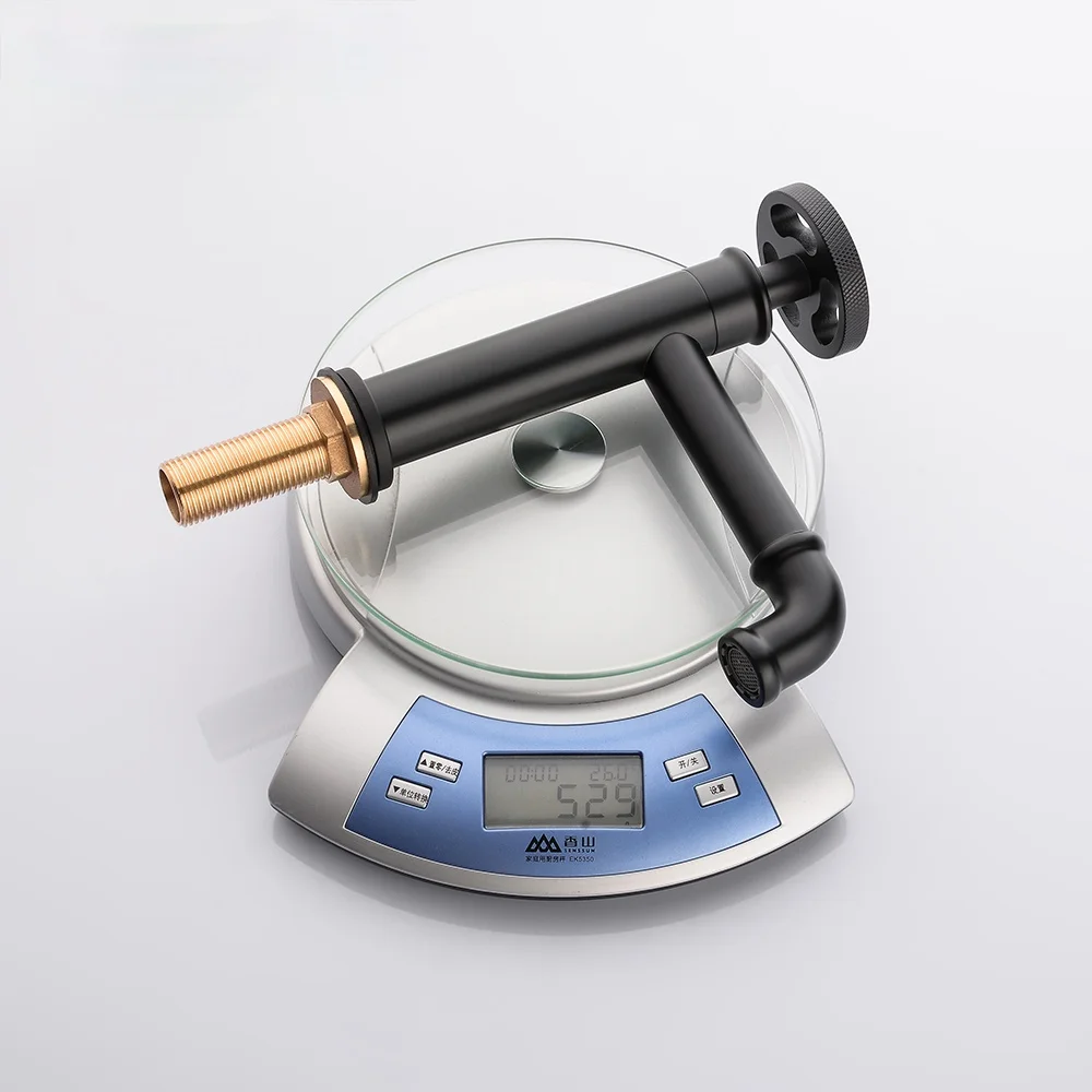 

2021 Faucet Retro Industrial Style Single Cold Bathroom Vessel Sink Taps Matte Black Brass Faucet Water Taps Deck Mount