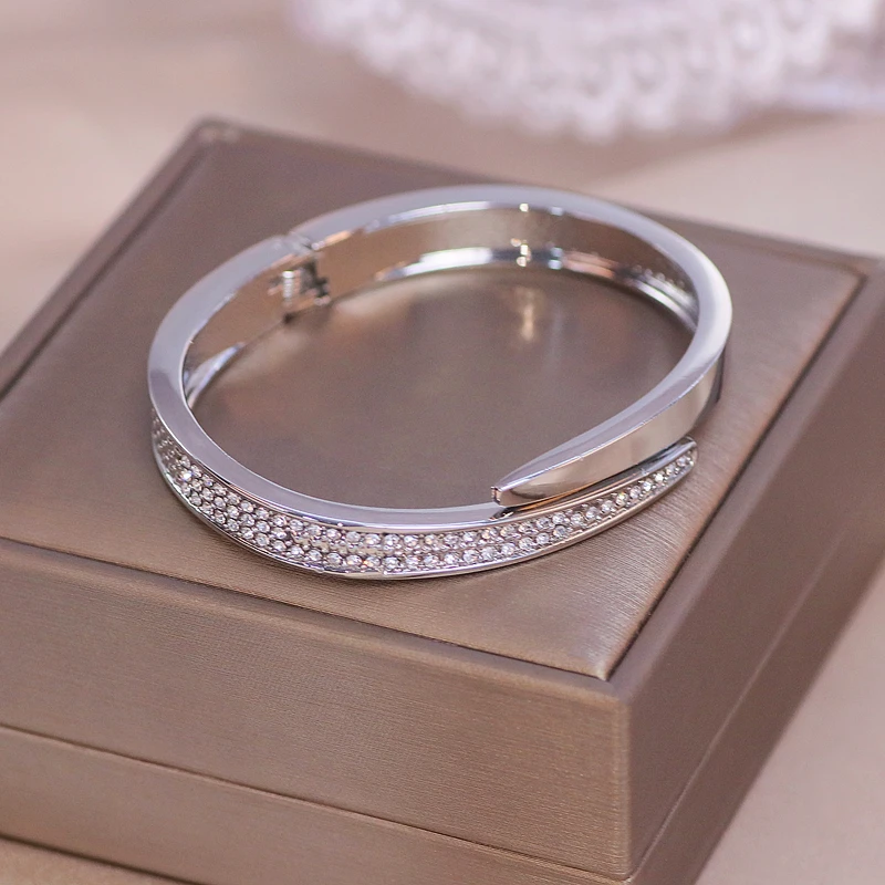 Модные женские браслеты и браслеты-манжеты со стразами цвета розового золота