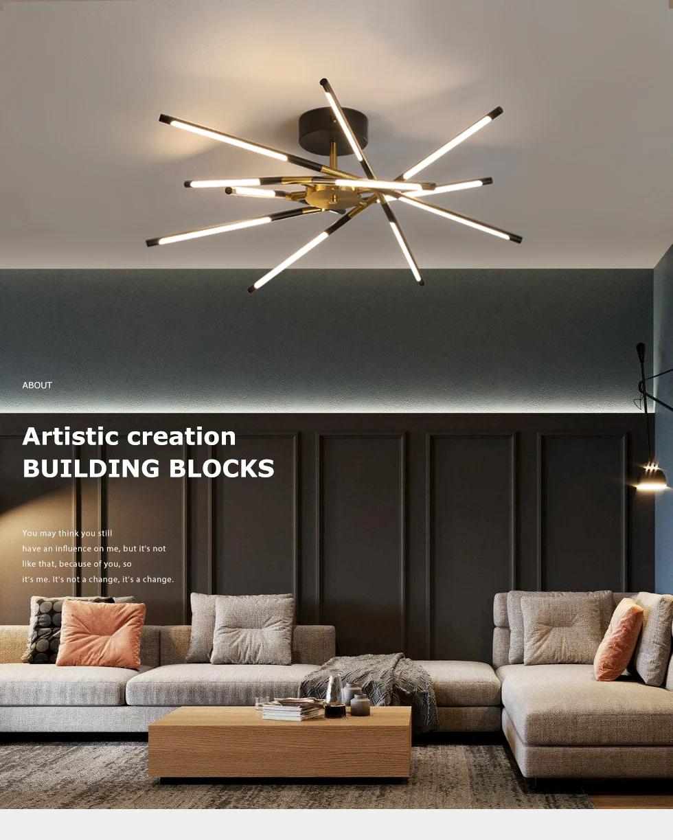 Fashion Modern Chandelier Lighting for Living Room Bedroom Dining Home Indoor Black Gold Semi Flush Mount LED ceiling Luminaire led chandelier