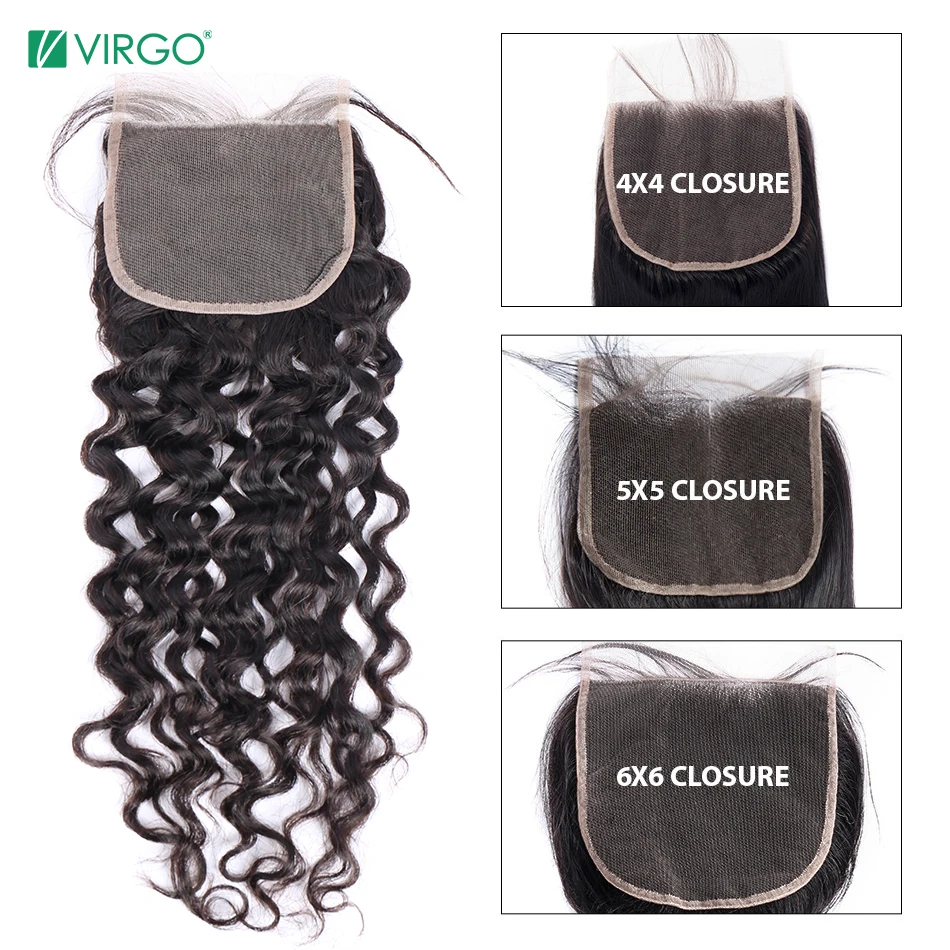 Волынка Virgo Remy волосы швейцарские кружева закрытие воды волна 4x4 5X5 6X6 Кружева