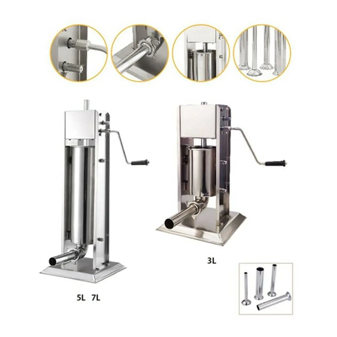 

4Pcs Stuffing Tubes Sausage Stuffer Funnels Nozzles Silver 165mm/6.5inch Salami Making Sausage Maker Homemade Sausage Filler New