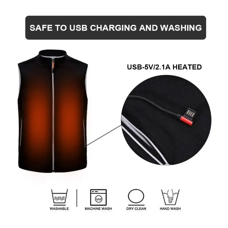 Men Women Outdoor Heated Vest USB Charging Jacket Winter Carbon Fiber Electric Thermal Clothing Waistcoat | Спорт и развлечения