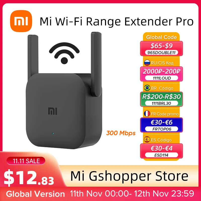 Global Version Xiaomi Mijia WiFi Repeater Pro Amplifier Router 300M 2.4G Repeater Network Mi Wireless Router 2 Antenna Home