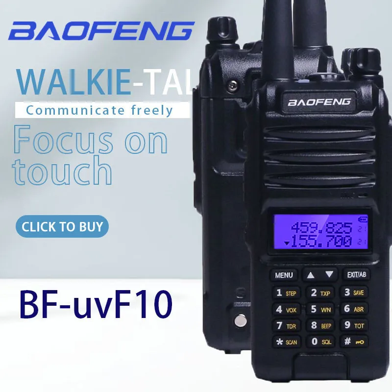 

Baofeng BF-UVF10 UV-F10 Walkie-Talkie Waterproof U/VHF 136-174 400-520 MHZ Ham Multi Dual Band Two Way CB Radio FM Transceiver