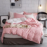 pink stripes bed cover set duvet cover adult child bed sheets and pillowcases comforter bedding set cute bed set
