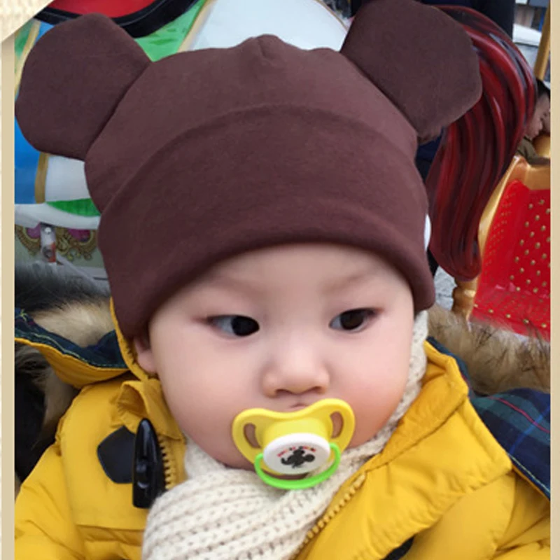 Детская шапка с ушками для малышей вязаная хлопковая новорожденных девочек и