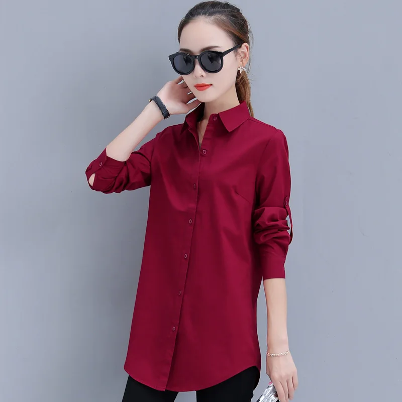 Female 2023 Spring Autumn New Pure Cotton Non Ironing Temperament Formal Work Clothes Long Sleeved Shirt Lady