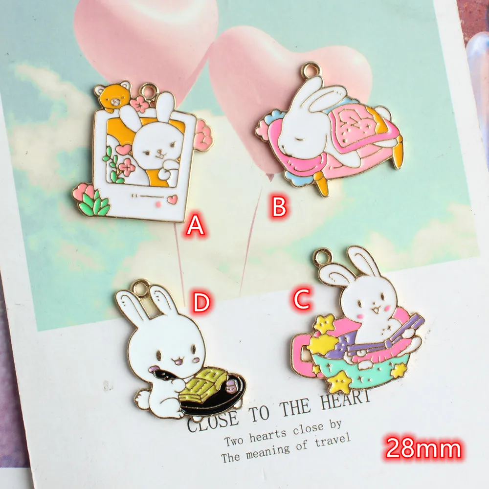 

Metal Drop Oil Rabbits Charms Pendants for Necklaces Bracelets 20pcs Enamel Cartoon Bunny Charm Jewelry Findings DIY Making