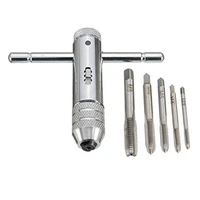 6pcsset handle tap wrench ratchet spanner with m3 m8 screw taps thread metric plugs machinist hand tools tap die set