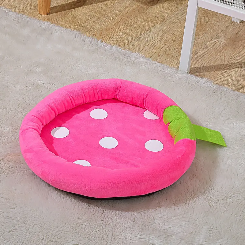 

Round Dog Bed Long Plush Pet Beds Little Medium Large Pets Puppys Mat Kennel Couch Cute Fruit Shape Dog Cotton Den Cloth Colour