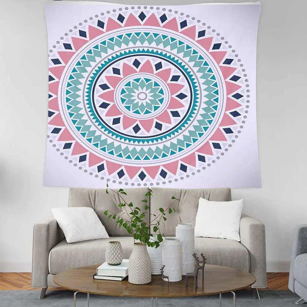 

Mandala Tapestry Bedroom Living Room Hotel Wall Hanging Tapestry Color Circular Pattern Background Cloth Decoration