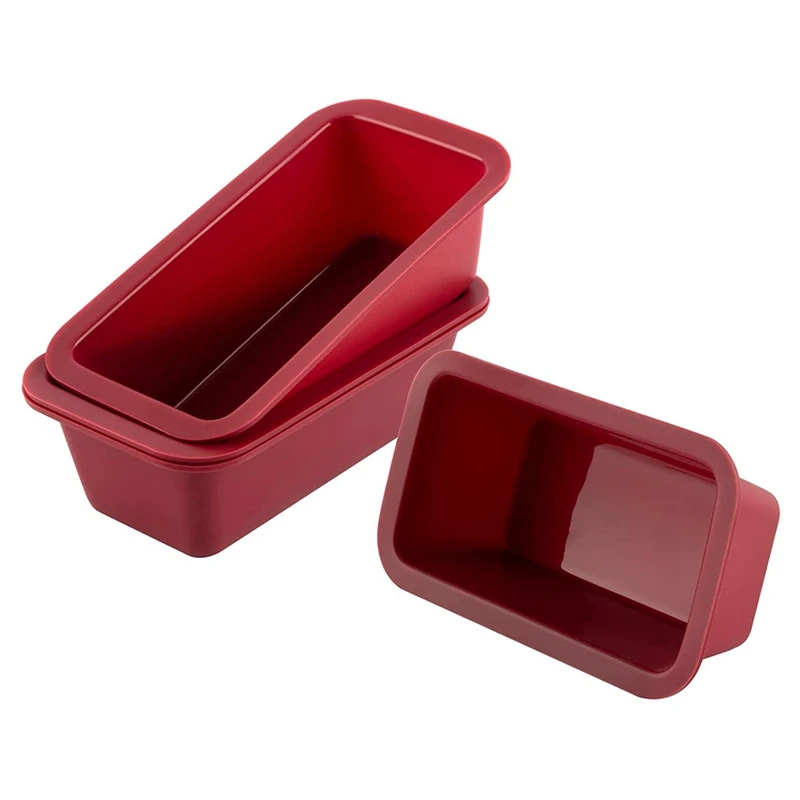 

Silicone Mini Bread Pan 4 Piece Set Non-Stick Easy Release Rectangular Silicone Mini Cake Pan Suitable for Baking Bread