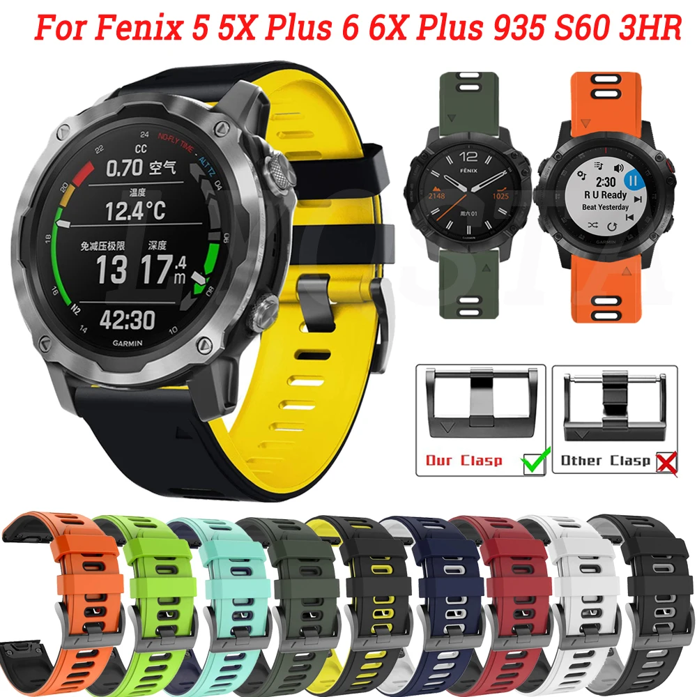 Ремешок для часов Garmin Enduro Fenix 6 6X Pro Solar 5 5X Plus 3 HR спуск MK1 Mk2 Mk2i силиконовый