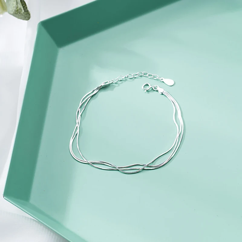 Многослойный браслет на ногу из стерлингового серебра 925 пробы для женщин и