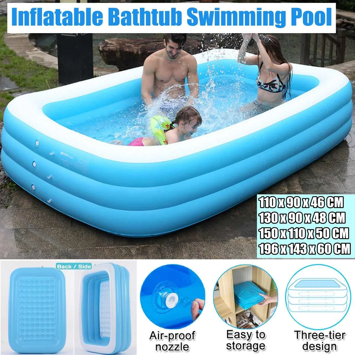 

110cm-305cm Thicken Inflatable Swimming Pool Adults Kids Pool Bathing Tub Outdoor Indoor Swimming Pool nflatable bathtub