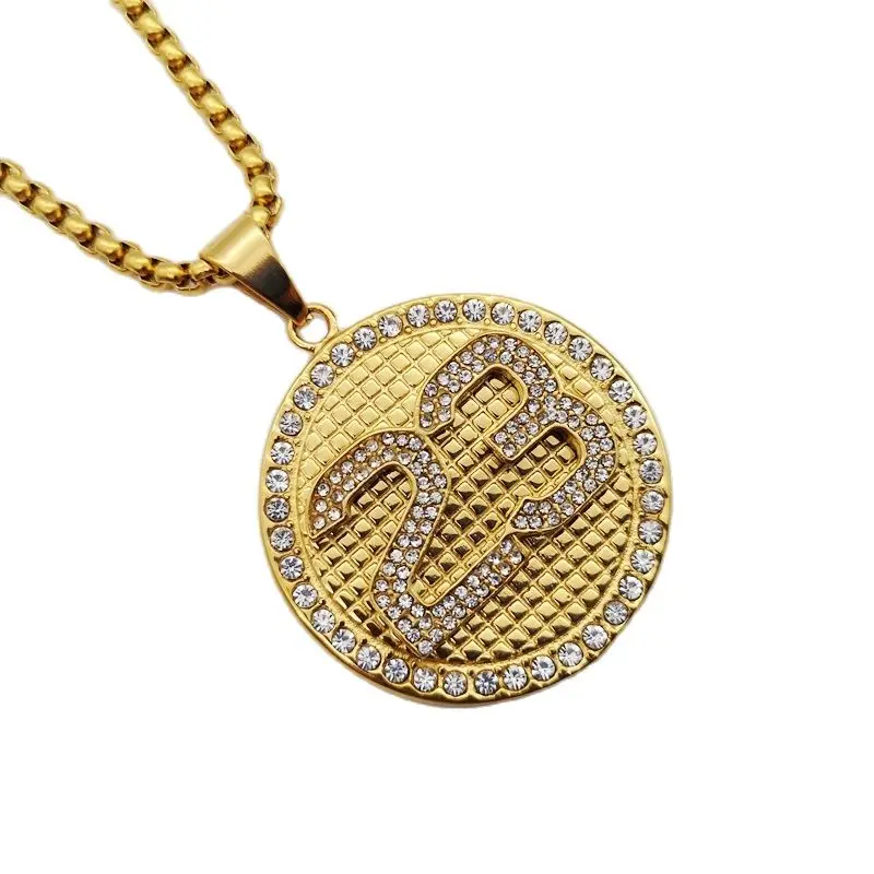 Золотая круглая медаль с цифрой 23 из нержавеющей стали ожерелье крутые