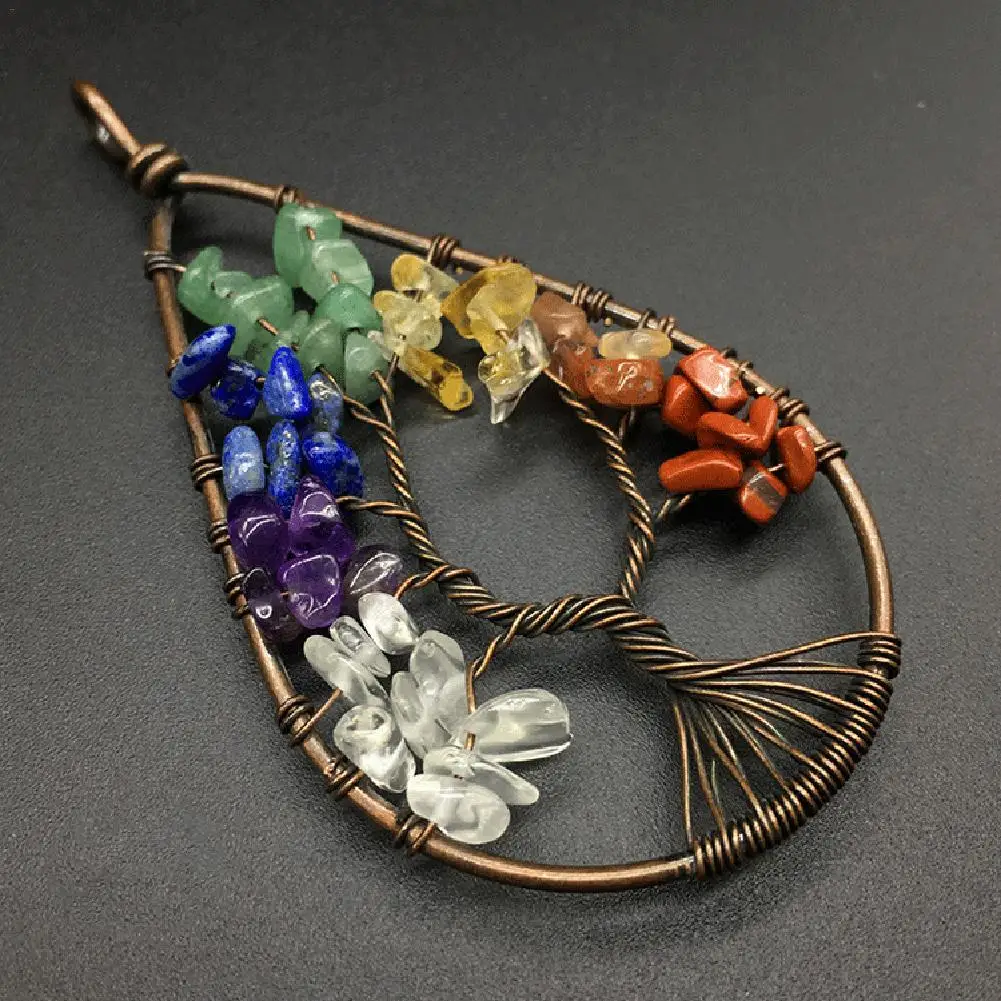 Натуральное каменное Дерево жизни ожерелье с кулоном для женщин целебное