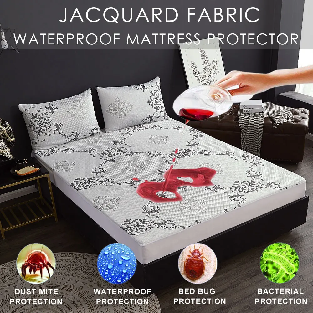 LFH наматрасник чехол Жаккард мягкий Водонепроницаемый Матрас протектор Натяжной