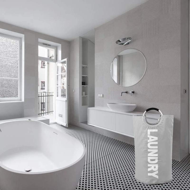 

Folding Laundry Basket with Handles Waterproof Portable Collapsible Washing Bags Hamper for Home Dorms