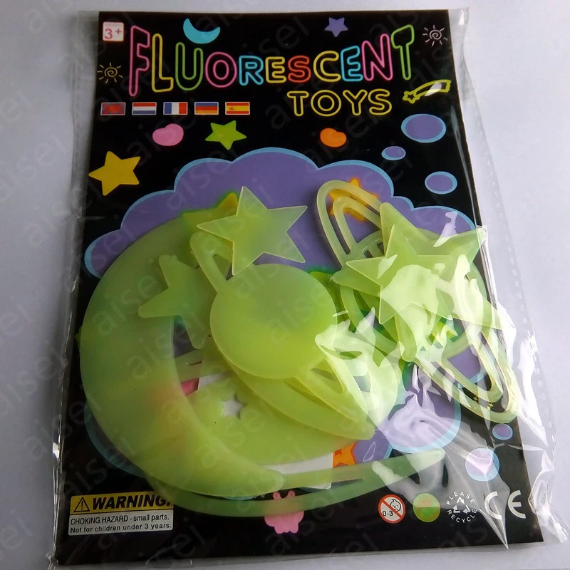 3D Звезда и Луна энергии хранения флуоресцентный светится в темноте светящиеся