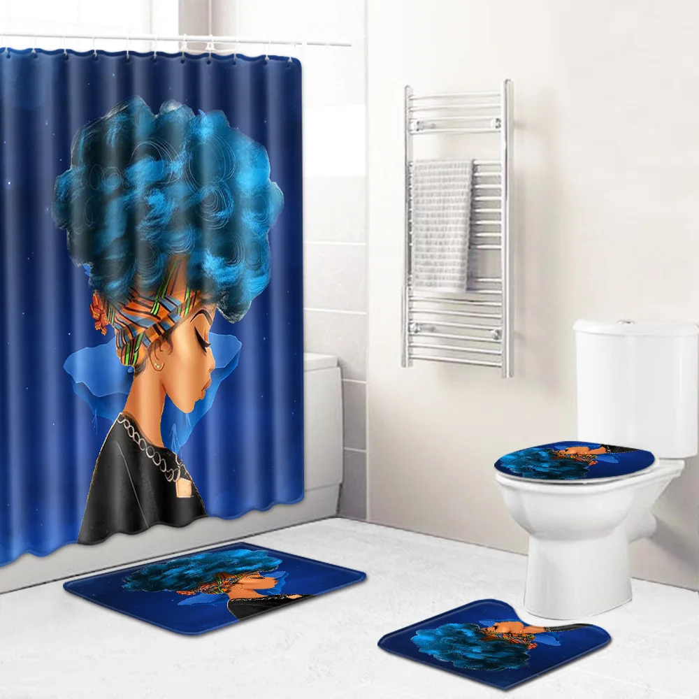 Zeegle Modern Bathroom Mat Creative Bathmat 4pcs Toilet Dustproof Foot Rug Lid Cover Shower Curtain | Дом и сад