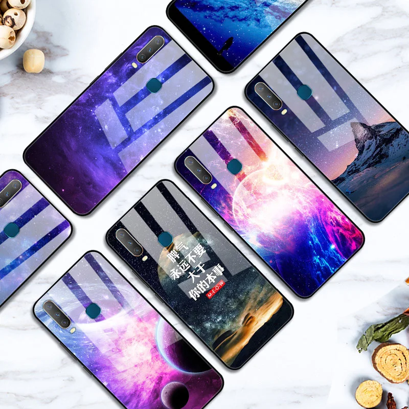 ДЛЯ VIVO Y17 чехол из закаленного стекла с изображением планеты космос, чехол из стекла для Vivo Y17 Y 17 VivoY17 1902, чехол для Vivo Y3 Y12 Y15