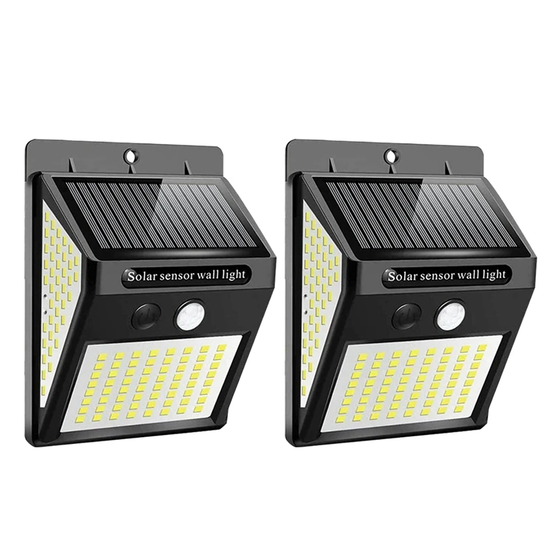 

2Pcs Solar Lights Waterproof Solar Motion Sensor Lights Solar Wall Light 144 LED for Garden Patio Yard Pathway