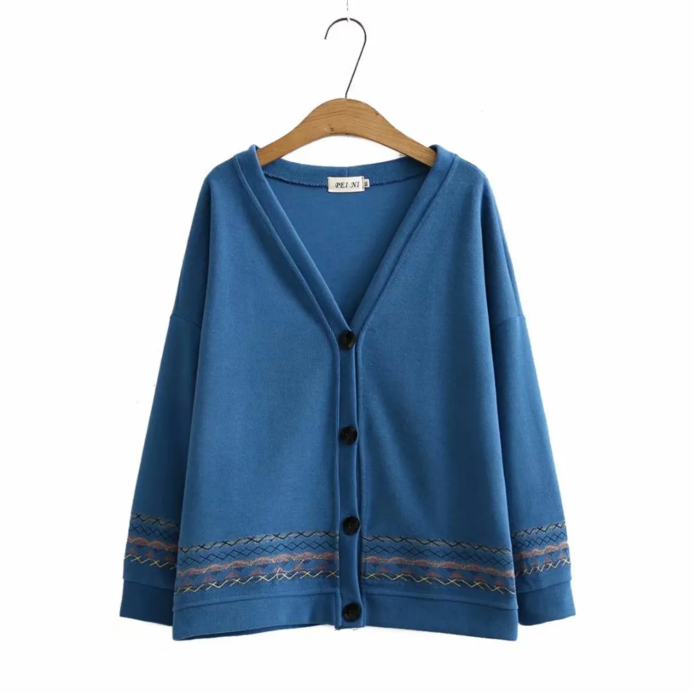 

Women's Long Sleeves Open Front Vintage Button Down Knitted Sweater Cardigan Coat Outwear with Pockets Plus Size Jackets