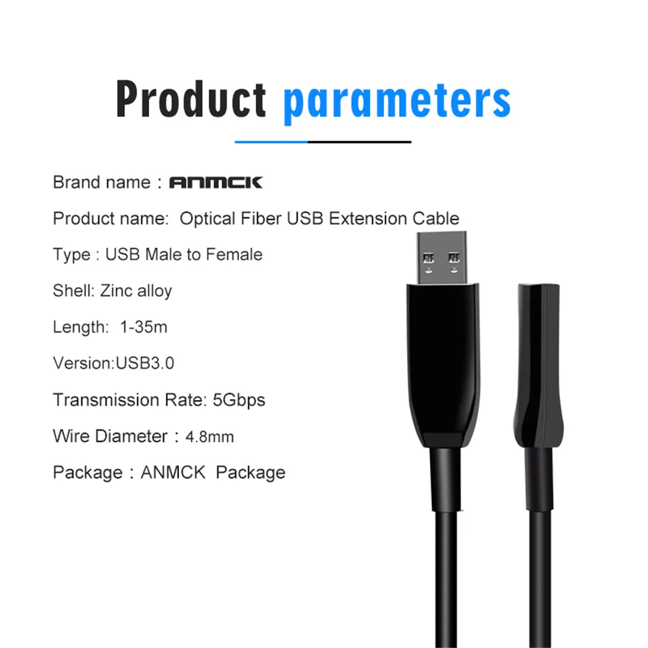 Anmck USB 3,0 кабель 10 м 20 м 30 м 35 м Папа-мама USB к USB кабель-удлинитель для проектора ноутбука